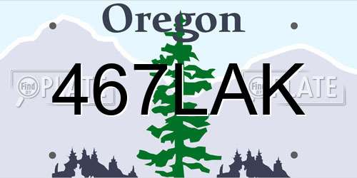 467LAK Oregon License Plate