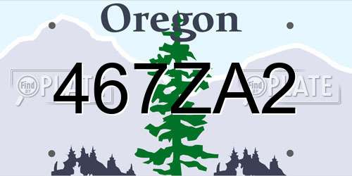 467ZA2 Oregon License Plate