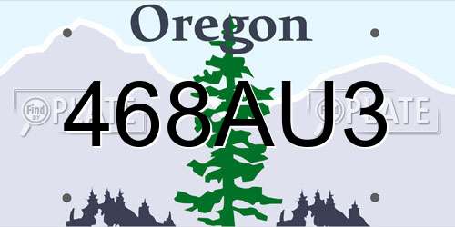 468AU3 Oregon License Plate