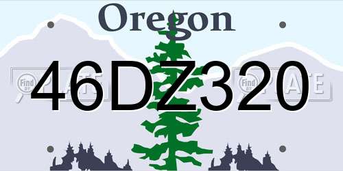 46DZ320 Oregon License Plate