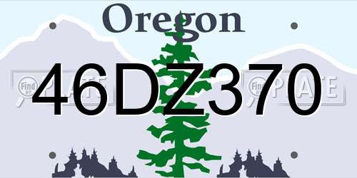 46DZ370 Oregon License Plate