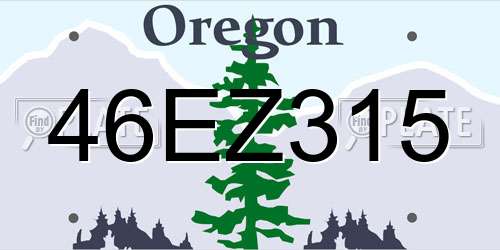 46EZ315 Oregon License Plate