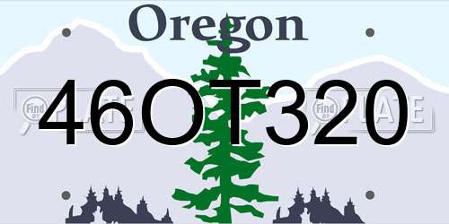 46OT320 Oregon License Plate