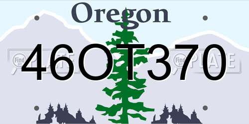 46OT370 Oregon License Plate