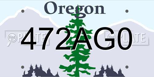 472AG0 Oregon License Plate