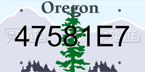 47581E7 Oregon License Plate