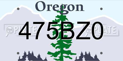 475BZ0 Oregon License Plate