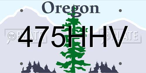 475HHV Oregon License Plate