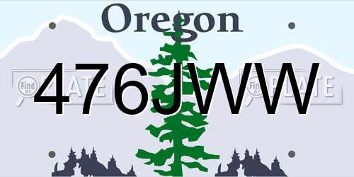 476JWW Oregon License Plate