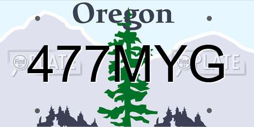 477MYG Oregon License Plate