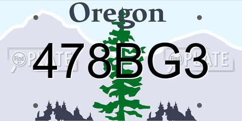 478BG3 Oregon License Plate