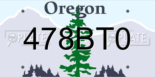 478BT0 Oregon License Plate