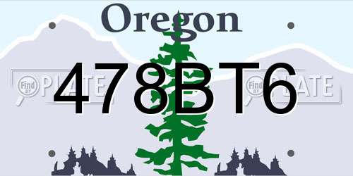 478BT6 Oregon License Plate
