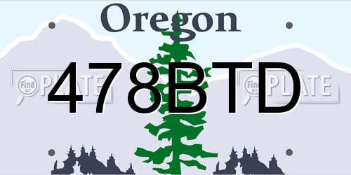 478BTD Oregon License Plate