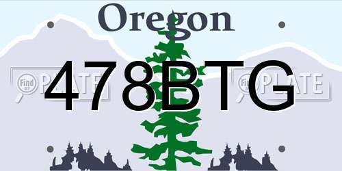 478BTG Oregon License Plate