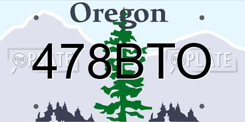 478BTO Oregon License Plate