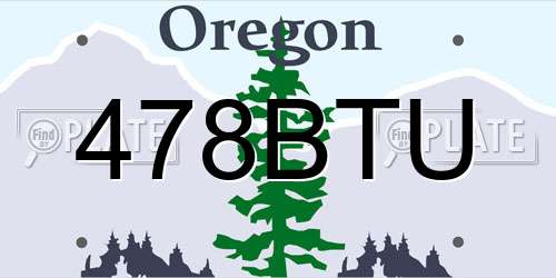 478BTU Oregon License Plate