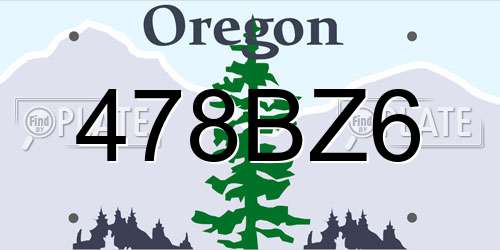 478BZ6 Oregon License Plate