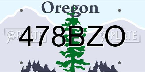 478BZO Oregon License Plate