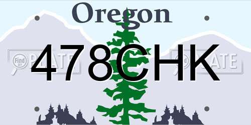 478CHK Oregon License Plate