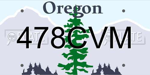 478CVM Oregon License Plate