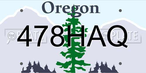 478HAQ Oregon License Plate