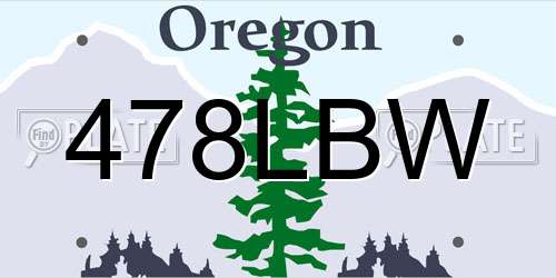 478LBW Oregon License Plate
