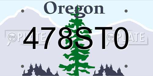 478ST0 Oregon License Plate