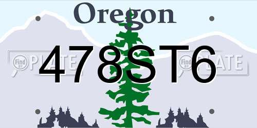 478ST6 Oregon License Plate