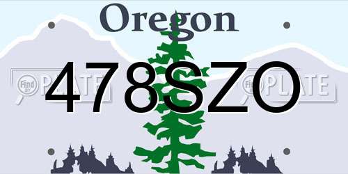 478SZO Oregon License Plate
