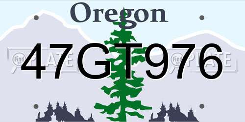 47GT976 Oregon License Plate