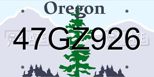 47GZ926 Oregon License Plate