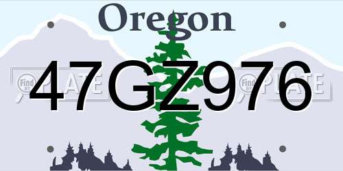 47GZ976 Oregon License Plate
