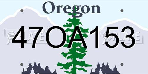 47OA153 Oregon License Plate