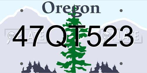 47QT523 Oregon License Plate
