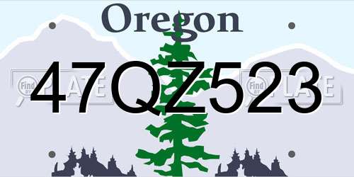 47QZ523 Oregon License Plate