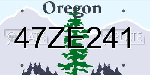 47ZE241 Oregon License Plate