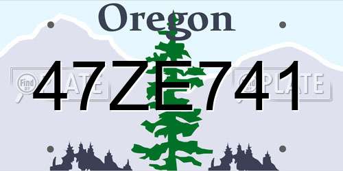 47ZE741 Oregon License Plate