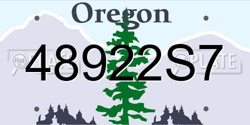 48922S7 Oregon License Plate