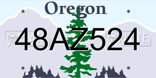 48AZ524 Oregon License Plate