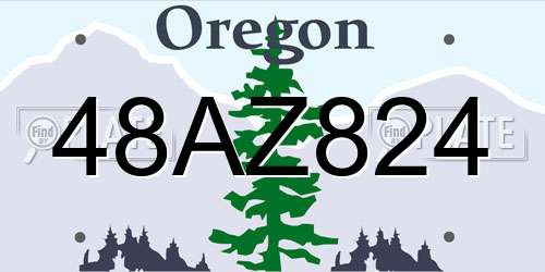 48AZ824 Oregon License Plate