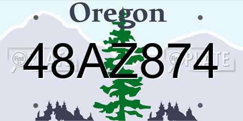 48AZ874 Oregon License Plate