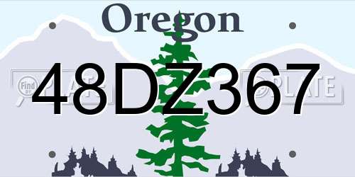 48DZ367 Oregon License Plate