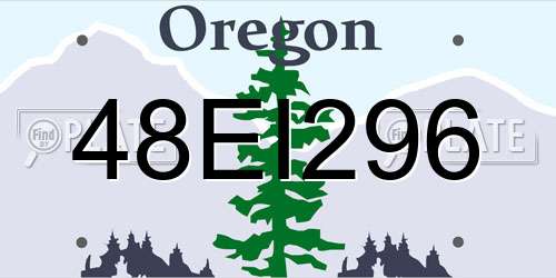 48EI296 Oregon License Plate