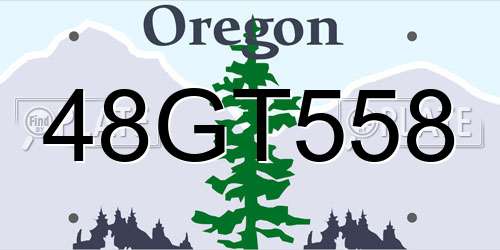 48GT558 Oregon License Plate
