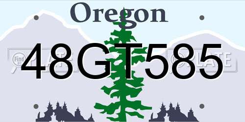 48GT585 Oregon License Plate