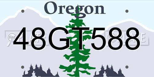 48GT588 Oregon License Plate