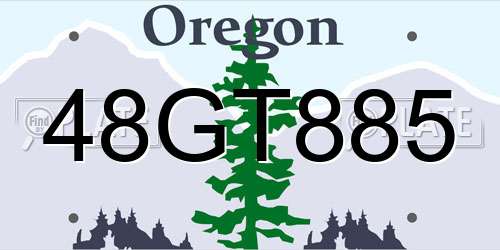 48GT885 Oregon License Plate