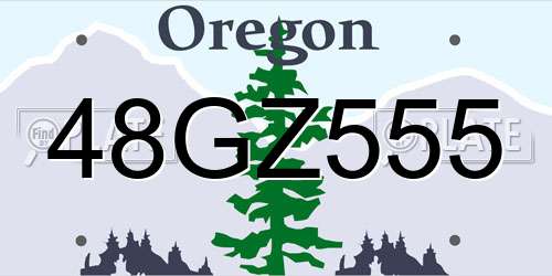 48GZ555 Oregon License Plate