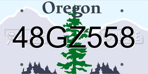 48GZ558 Oregon License Plate